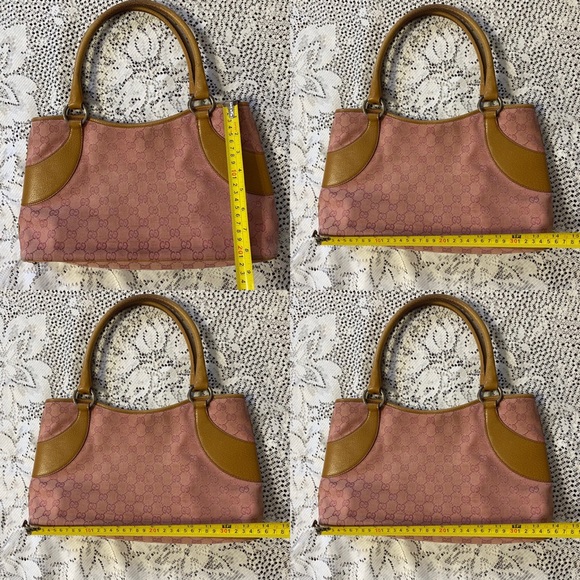 AUTHENTIC GUCCI LIGHT PINK CANVAS GG BODY LEATHER - Picture 12 of 16